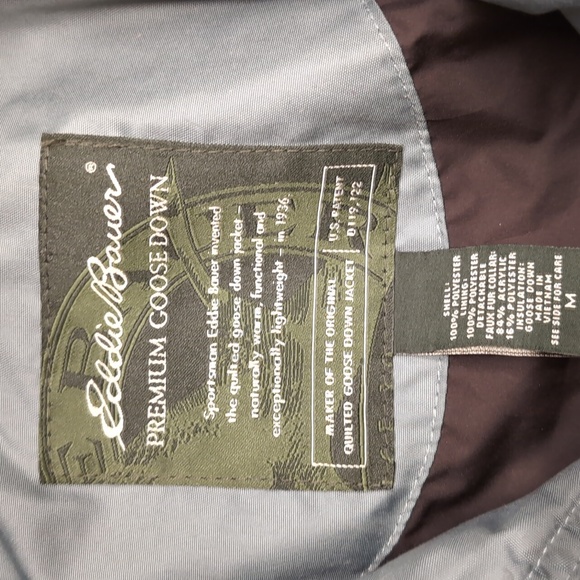 Eddie Bauer Quilted Premium Goose Down Jacket w/ Full Zipper & Buttons - Picture 6 of 8